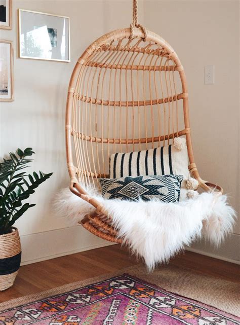 serena lily hanging rattan chair boho interior design home decor