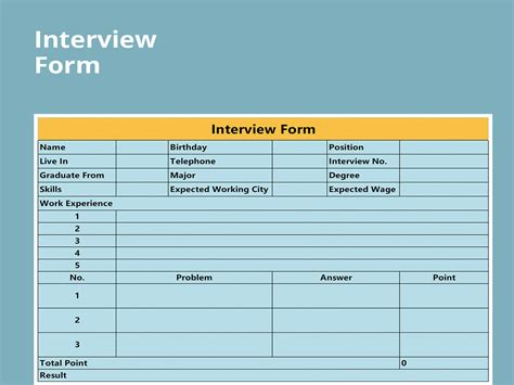 excel   interview formxls wps  templates
