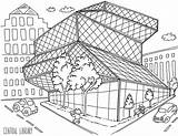 Seattle Library Coloring Pages Central Rem Books Book Illustration Printable Koolhaas sketch template