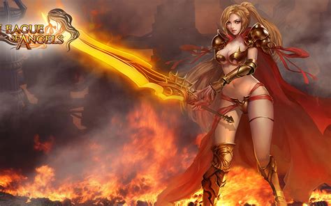 league of angels atalanta girl warrior with sword fight video game fantasy hd wallpaper for