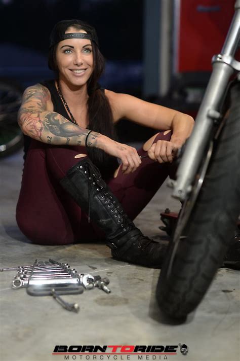 born to ride motorcycle babe of the week brittany working on bike 99
