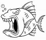 Fish Angry Cartoon Drawing Vector Coloring Piranha Stock Illustration Drawings Animals Getdrawings Book Pages Logo sketch template
