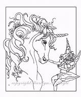 Coloring Unicorn Pages Fairy Adult Printable Adults Fantasy Horses Foal Book Unicorns Horse Etsy Digital Color Foals Original Mare Getcolorings sketch template