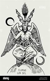 Okkultes Realistische Baphomet Tarot Zeichen sketch template