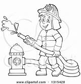 Fireman Cartoon Hose Hydrant Clipart Firefighter Fire Male Using Connected Happy Illustration House Visekart Drawing Royalty Truck Vector Clip Driving sketch template