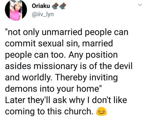 Pastor Says Any Sex Position Apart From Missionary Is A Sexual Sin
