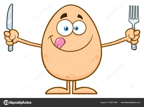 egg cartoon character holding silverware stock vector  hittoon