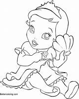 Coloring Baby Disney Princess Pages Drawing Ariel Printable Kids Girls Color Adults sketch template
