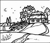 Landschaften Kleurplaten Landschappen Ausmalbild Malvorlage Nacht Bauernhof Paysages Volwassenen Bei Animaatjes Malvorlagen1001 sketch template