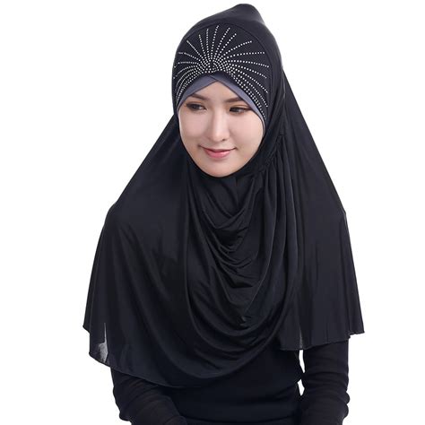 women fashion muslim scarf diamonds patchwork hijab caps turkish