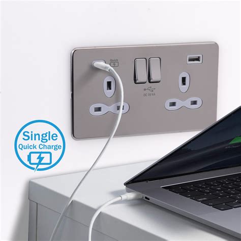 slimline screwless  socket  dual usb charger  type  type  quick charge