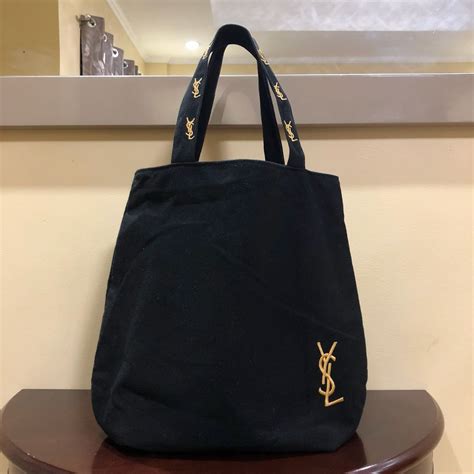 authentic ysl tote bag yves saint laurent beauty black cloth shoppers market tote bag