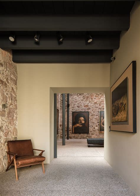 Skylights And Exposed Stone Meet In Renovated Mexican Gallery