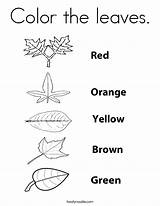 Leaves Coloring Color Colors Autumn Fall Pages Leaf Worksheets Twistynoodle Print Printable Preschool Preschoolers Noodle Sheets Twisty Worksheet Kids Printables sketch template