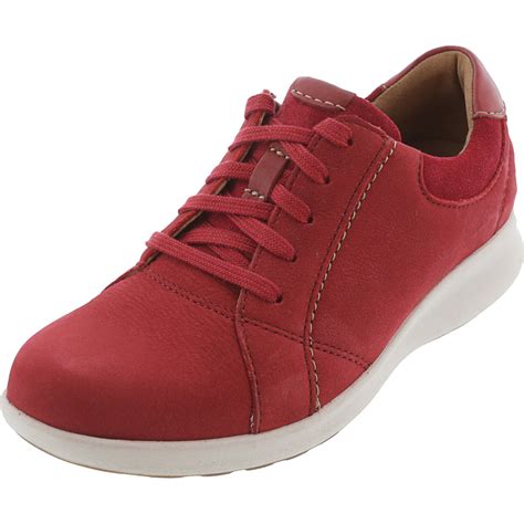 clarks clarks womens  adorn lace red combi ankle high leather sneaker  walmartcom