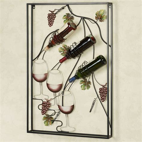 Pour Another Glass Metal Wall Art Wine Bottle Rack