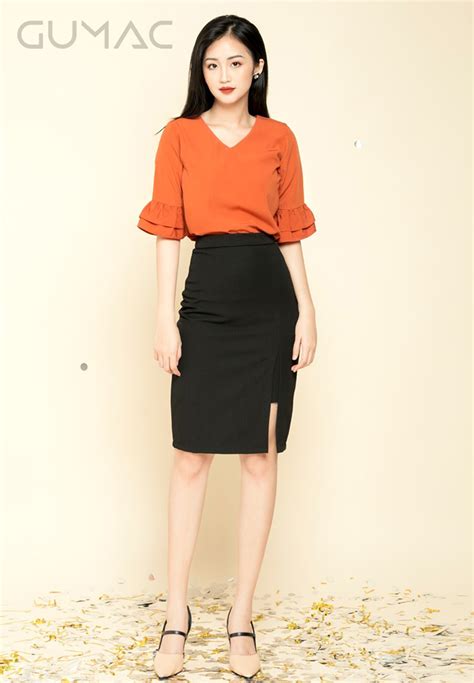 images office shirt trousers clothing pencil skirt orange