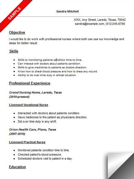 licensed vocational nurse lvn resume sample resume examples