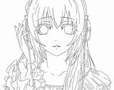 Luka Pages Coloring Anime Lineart Megurine Template Sketch Chibi sketch template