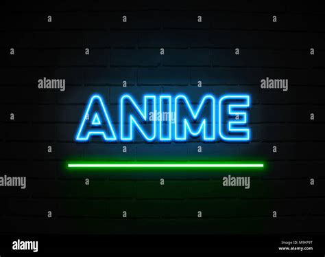 anime neon sign glowing neon sign  brickwall wall  rendered