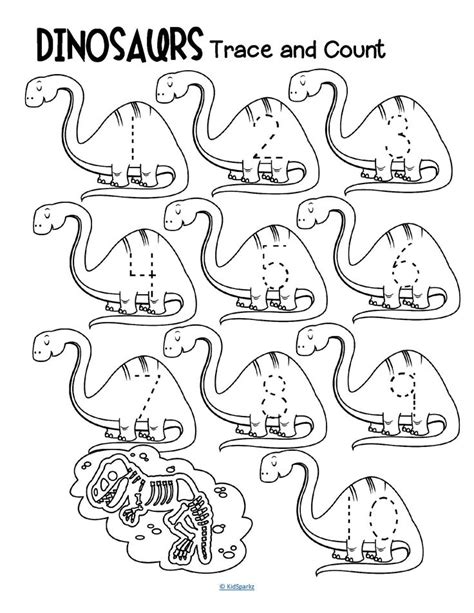 dinosaurs trace  count   numbers fine motor preschool