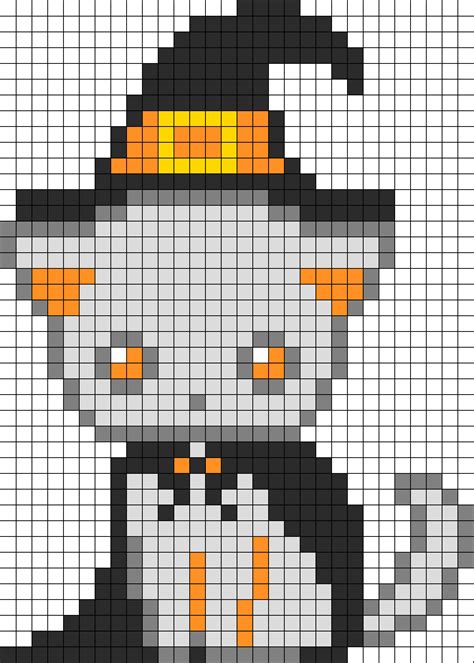 spooky kitten witch perler bead pattern bead sprite minecraft pixel