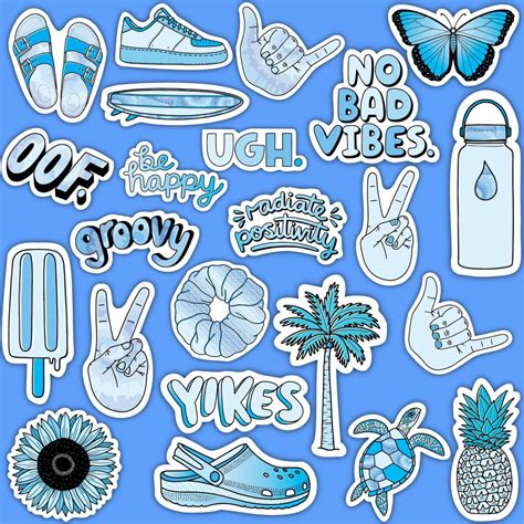blue aesthetic sticker  pack large   big moods