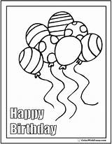 Coloring Birthday Pages Happy Balloons Printable sketch template