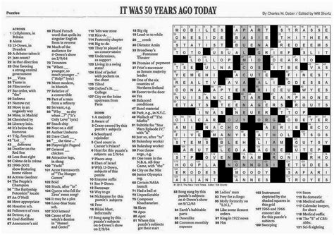 the new york times crossword in gothic 02 09 14 — it was 50 years ago