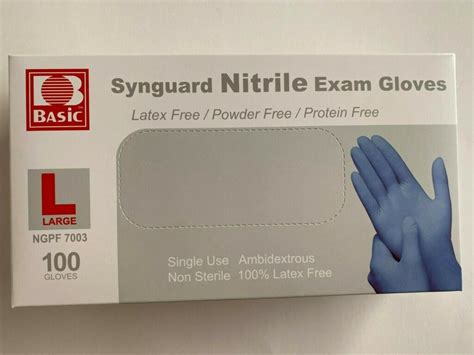 basic synguard exam gloves blue nitrile large latexpowder  ngpf