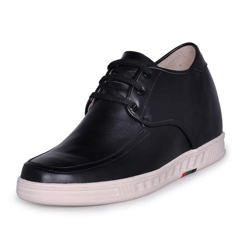 black genuine leather heel lift shoes cminch casual elevator shoes  sale  cheap