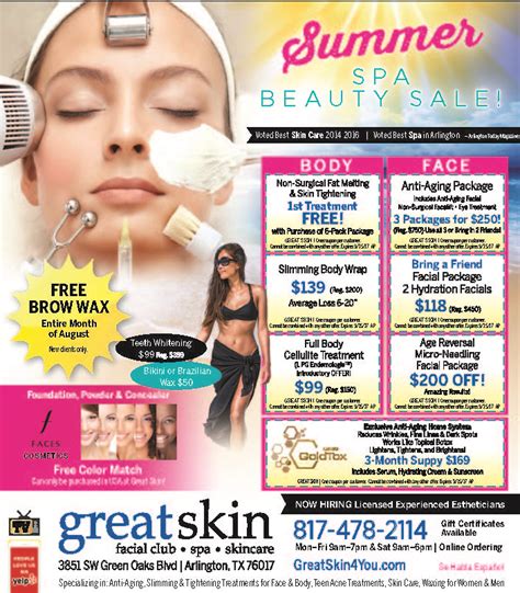 special offers great skin spa skincare arlington tx
