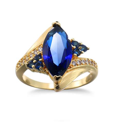 navy blue zircon gold color ladies rings delicate rings  women  fashion jewellery ringen