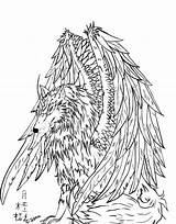 Winged Wolves Adults Coloringhome Birijus Getcolorings Albanysinsanity sketch template