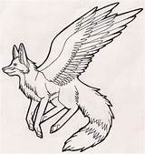 Foxes Flying Lineart Karate Winged Animal sketch template