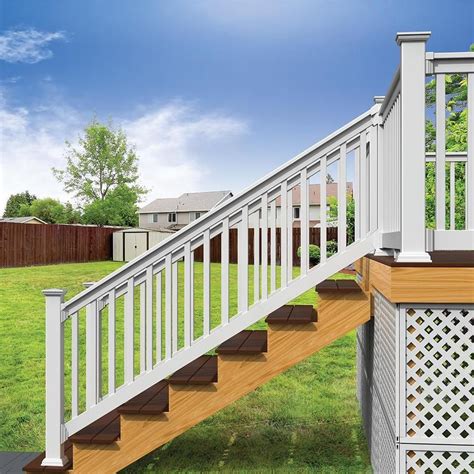Freedom Lincoln 8 Ft X 3 In X 3 Ft White Pvc Deck Stair Rail Kit With