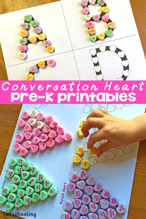 conversation heart valentines day printables totschooling toddler