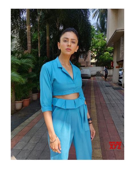 actress rakul preet singh hot stills in all blue social news xyz