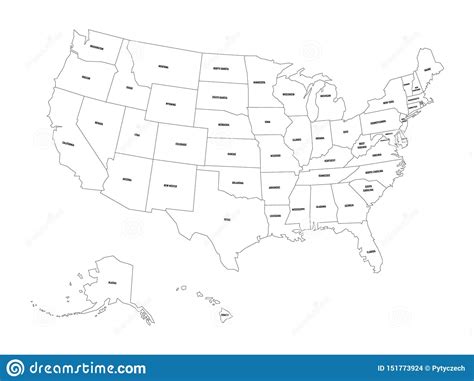 mapa poltico de estados unidos od amrica los e e u u mapa negro