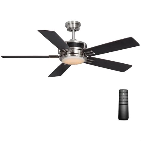 home decorators collection windlow   led indoor brushed nickel ceiling fan  light kit
