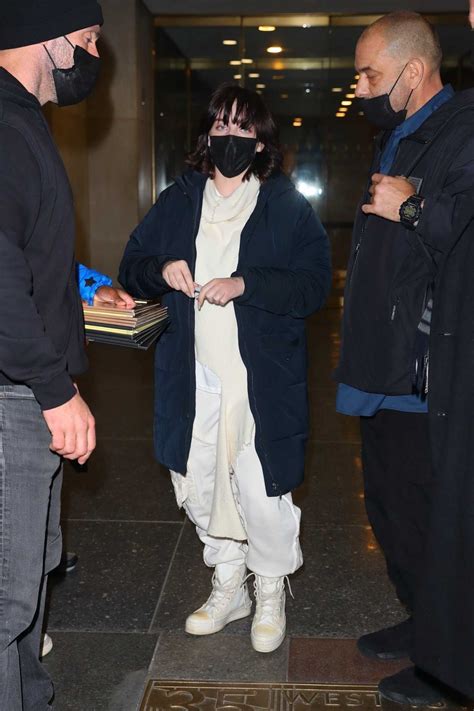 billie eilish   red beanie hat arrives  jfk airport   york  celebrity wiki