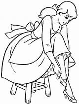 Cinderella Coloring Pages Shoe Getcolorings Trying sketch template