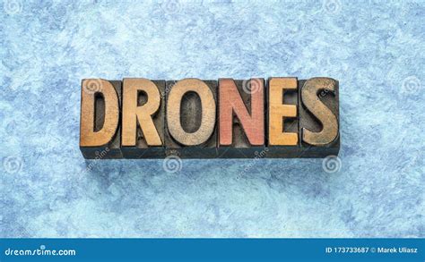 drones word abstract  wood type stock image image  blue banner