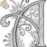 Zentangle Coloring Pages Printable Adults Zentangles Alphabet Getdrawings Getcolorings Letters Colorings Popular sketch template