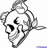 Skull Roses Draw Drawing Drawings Step Skulls Tattoo Outline Line Hard Getdrawings Pencil Visit Ad Traditional Wings sketch template