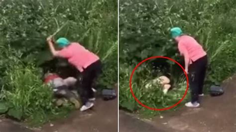 angry russian woman attacks couple spotted having sex in
