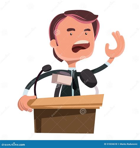 politician giving speech illustration cartoon character stock