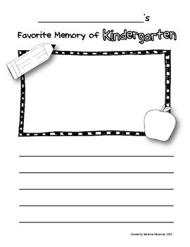 freebie kindergarten memory book page  adrienne mosiondz tpt