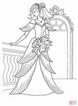 Coloring Pages Princess Dress Wedding Her Beautiful Dresses sketch template