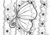 Butterfly Coloring Pages Butterflies Print Adult Zentangle Printable Kids Color Beautiful Colouring Drawing Children Book Adults Prints Zen Getdrawings Justcolor sketch template